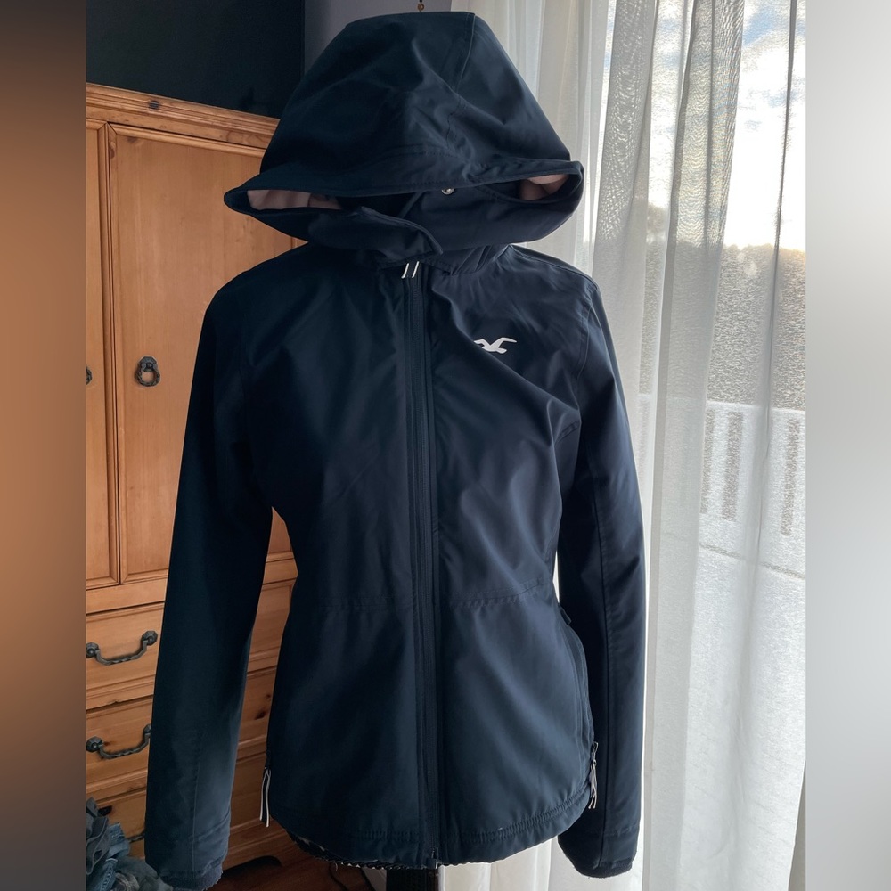 EUC Hollister Navy Blue/Pink Fleece Winter Jacket